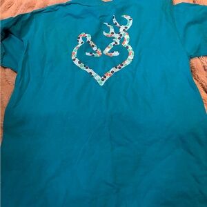 Browning Teal Short Sleeve Tee with Heart Design